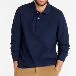 LL Bean Premium Double L Polo Long-Sleeve Men's XXL 2XL Navy